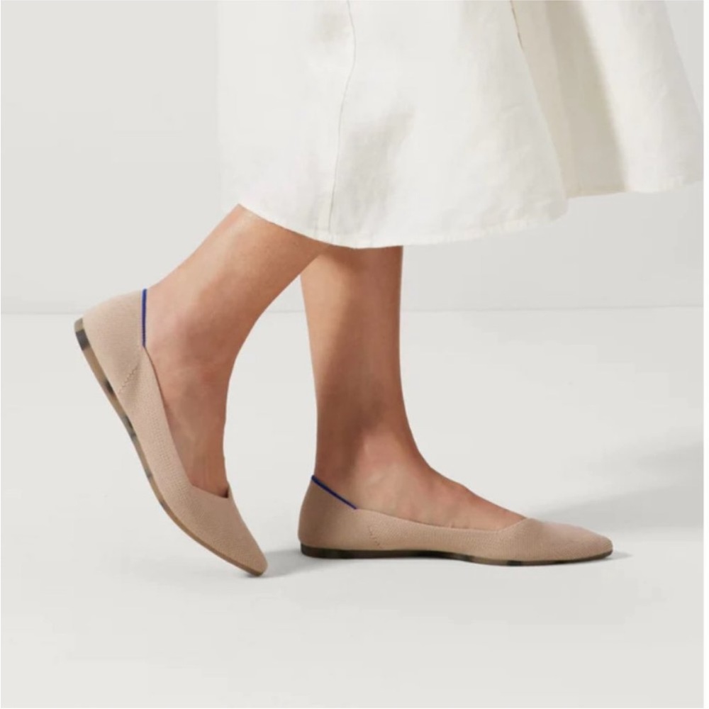 Rothy's The Point Toe Flat in Ecru Tortoise Shell